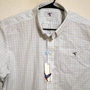 Genteal Shirt Mens 2XL New Long Sleeve Button White Blue Green Striped